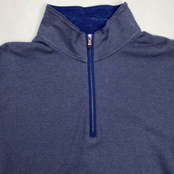 Robert Graham 1/4 Zip Sweater Pullover Blue Classic Fit Mens Chevron Print Large - Picture 3 of 11
